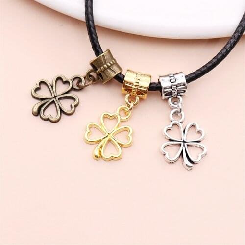 Classic 25pcs Clover charms bead fit Pandora charm bracelet pendants for jewelry making DIY