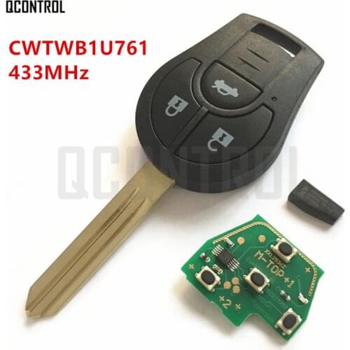 QCONTROL Car Remote Key Suit for NISSAN FCC ID CWTWB1U761 March Qashqai Sunny Sylphy Tiida X-Trail 433MHz ID46 Chip