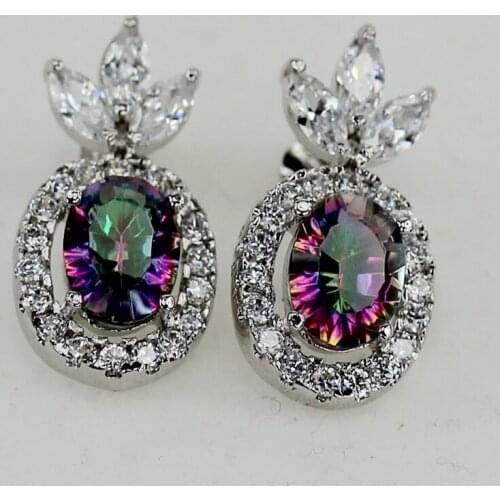 SHUNXUNZE Luxury vintage Charms Engagement Wedding Earrings For Women christmas gifts Rainbow Cubic Zirconia Rhodium Plated R728