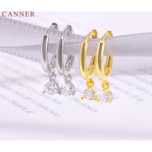 CANNER Earrings For Women S925 Silver ValentineS Day Gift Hearts Arrows Zircon Earrings Hoops Pendientes Fine Jewelry Joyero