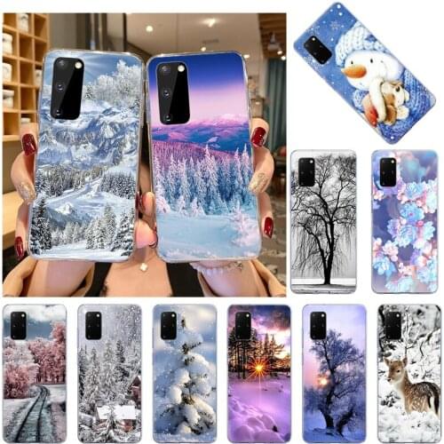 Winter Snow Ice Tree Silicone Soft TPU Phone Case For Samsung S21 FE S20 Ultra Note 20 10 Pro 9 8 S10 Lite S10E S9 Plus Cover
