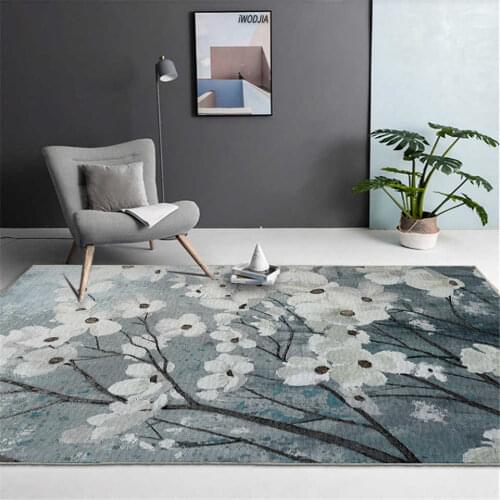 Modern White Floral Bedside Rug For Bedroom Abstract Painting Big Sofa Carpet Floor Mat Hall Decoration Living Room Carpet