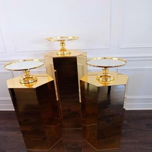 Pillar Pedestal gold Display Plinths Wedding Acrylic Plinth Cylinder Plinth White Cylinder Gold Hexogon Plinth Display Stand