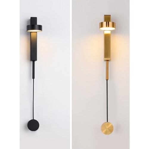 Led Indoor Golden Wall Lamps Rotation Dimming Switch Led Wall Light Modern Stair Wall Decor Wall Sconce Livingroom Led Luminaire