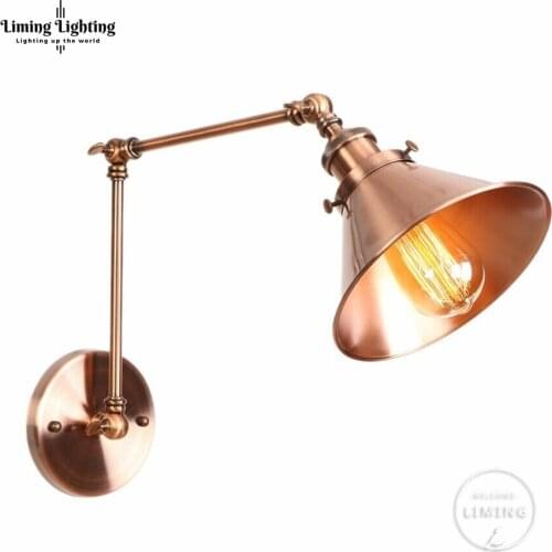 Nordic Post Modern Loft Led Wall Lamp E27 Edison Wall Lights Sconce Long Swing Arm Adjustable Retro Metal Home Lighting Stair