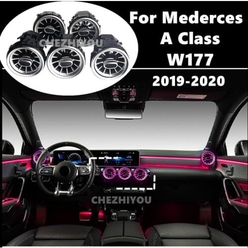LED Air Outlet For Mercedes Benz A Class 2019-2020 W177 A180L A200L Interior Front Console AC Vent Outlet Turbine Tuyere