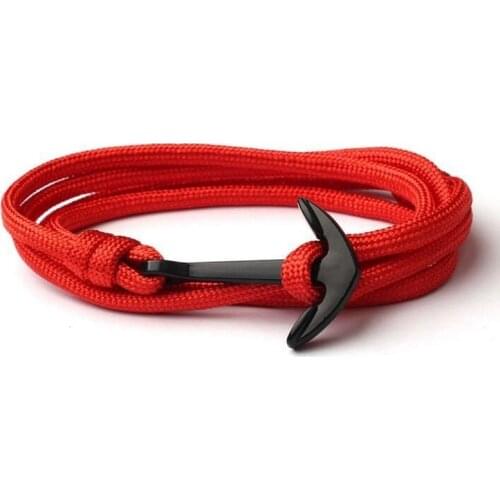 New Hand Rope Bossian Style Black Anchor 7 Core Umbrella Rope Hand Woven Multilayer Fashion Bracelet Mens and Womens Jewelry