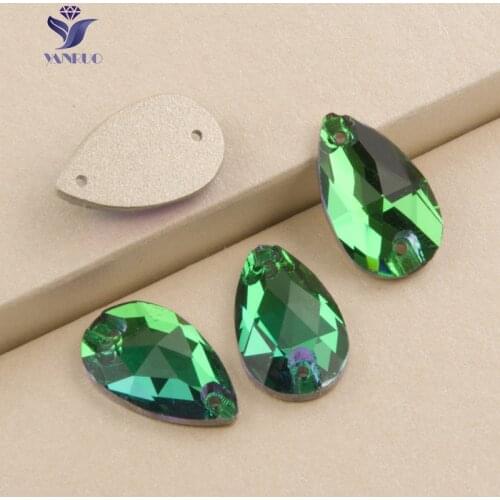 YANRUO 3230 Drop Emerald Top Sew On Stones Glass Rhinestones Flat Back Strass Crystals Sewing Dress Stones For Craft Clothes