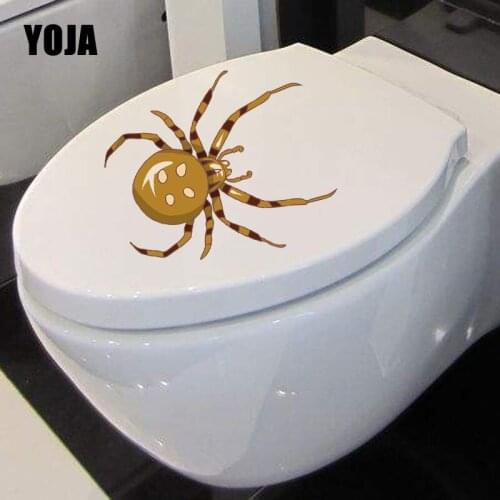 YOJA 19.7X22.7CM Creative Pattern Toilet Decal Home Decor Wall Sticker Animal Cartoon Yellow Spider T5-1133