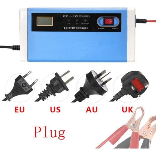 12V 24V 10A Car Battery Charger Power Charging Intelligent Repair Type Automatic 3 Stages LCD Dry Wet Lead Acid Batteries 100AH