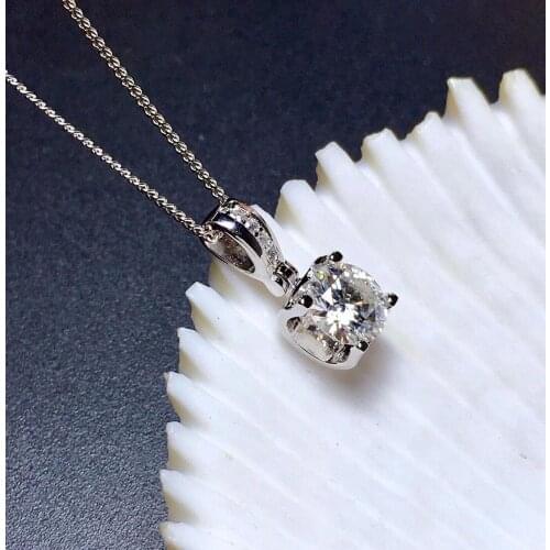 Mosan necklace womens fine 925silver Platinum 1 carat 6.5*6.5mm 45cm pendant square Birthday gift girlfriend gift