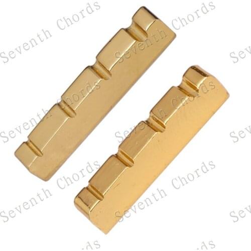 1 Pcs 4 String Brass Slotted Electric Bass Nut. Size:42 x 6 x 9-8mm and 38 x 6 x 9-8mm for choose
