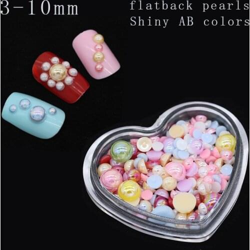 1000p color 3-10mm mix size flatback half round Imitation pearl Scrapbook for craft Nail Art cellphone Decor Clothes,Bag,hat DIY