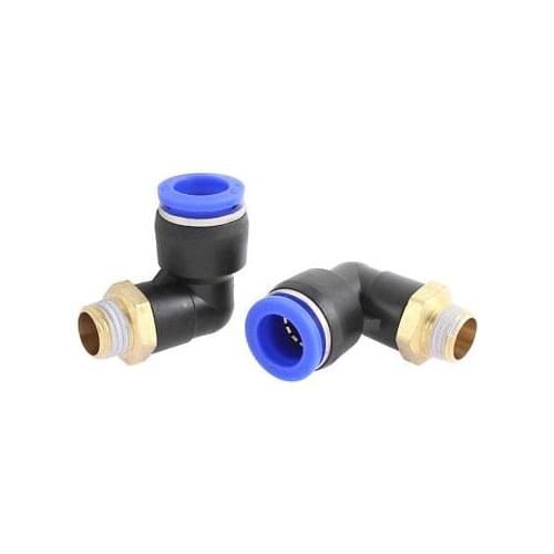 2 Pcs 1/4BSP Male to 12mm Tube Elbow Connectors Quick Connect Fittings PL12-02