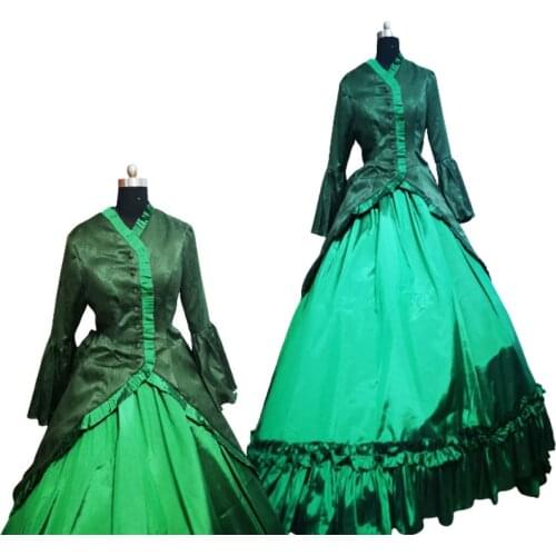 2021 New champagne victorian Halloween Cosplay dress Colonial Georgian Renaissance Gothic Historical dress D-744