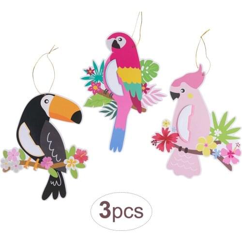 3 Pieces Tropical Birds Honeycomb Parrot Tissue Ball Hawaiian Summer Beach Tiki Bar Luau Party Home Classroom Hanging Decoration