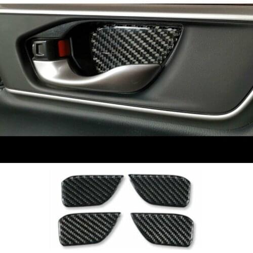 4pcs/set Car Inner Door Handle Bowl Cover Trim Black Carbon Fiber Fit For Honda CR-V 2017 2018 2019 2020 2021