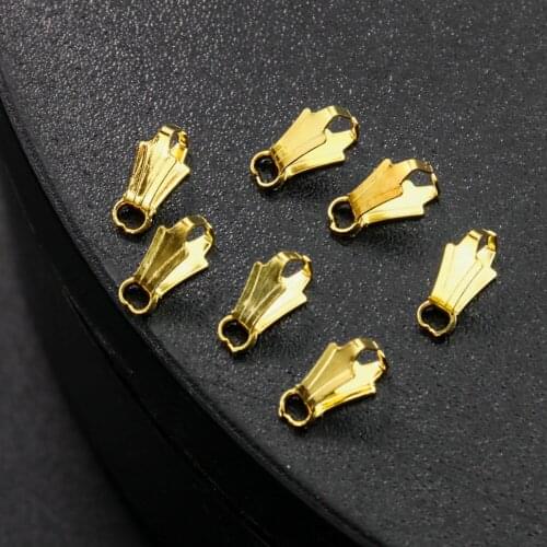 50pcs Gold Plated Pendant Pinch Bail Clasps Necklace Charms Hooks Clips Connector DIY Jewelry Making Component Finding Accessory