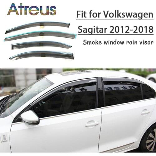Atreus 1set ABS For 2018 2017 2016 2015 2014-2012 VW Sagitar Accessories Car Vent Sun Deflectors Guard Smoke Window Rain Visor