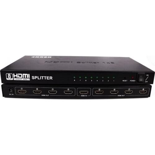 Black HDMI-compatible Splitter 1 In 8 Out 4K One-to-eight Splitter HDMI-compatible Digital High-definition Video Splitter