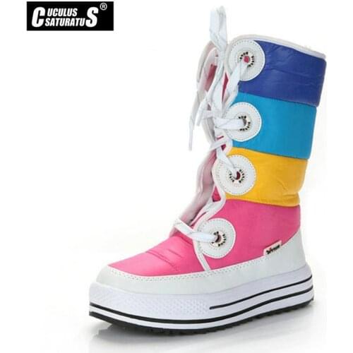 Cuculus Women Snow Boots Wedges Heel Lace Up Round Toe Women Boots Female Shoes Winter Boots Waterproof Platforms Shoes 1714