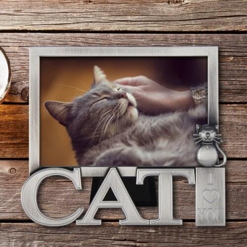 LASODY Zinc Alloy Sentiments Cat Picture Frame 4x6 Inch Photo Gift for Pet Cat Kitten Display on Tabletop Home Decorations