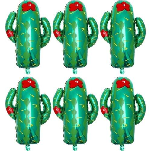6pcs Giant Cactus Balloons 6Pcs Foil Cactus Party Balloon - Birthday Taco Party Decor Mexican Fiesta Supply