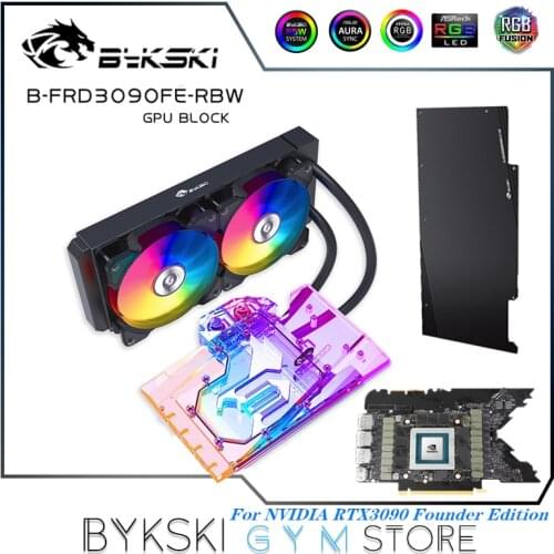 Bykski GPU AIO Cooling Kit RGB For NVIDIA Geforce RTX 3090 Founders Edition, VGA Liquild Cooler 5V ARGB SYNC, B-FRD3090FE-RBW