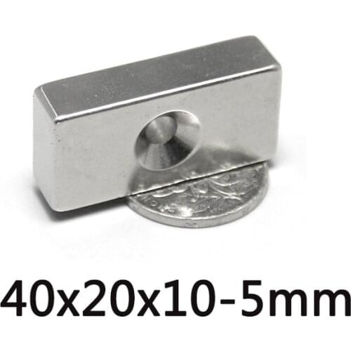 3/5/10PCS 40x20x10-5mm N35 Powerful Block Magnets Strip Holes 5mm Permanent Magnet 40x20x10-5mm Neodymium Magnet 40*20*10-5 mm