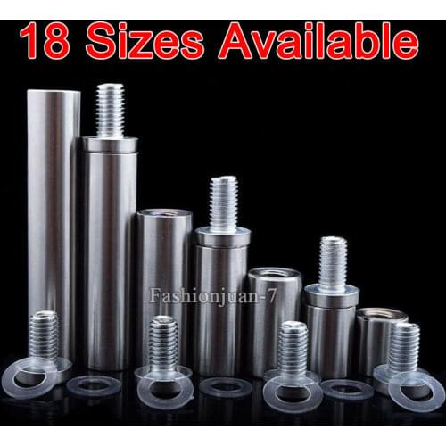 On Stock 50PCS Stainless Steel Hollow Advertising Nails Screws Bolt Acrylic Billboard Glass Sign Standoffs Pins 18 Sizes