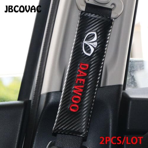 2pcs Car Interior Accessories Auto Seat Belt Shoulders Padding Cover Car Styling Case For Daewoo Espero Nexia Matiz Lanos Emblem