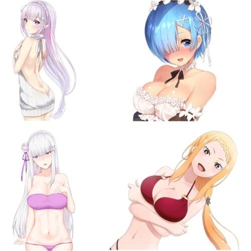 Fine Car Stickers Sexy Girl Decal Re Zero Kara Hajimeru Isekai Seikatsu Hot Girl Anime Emilia Render Car Sticker Decorative PVC