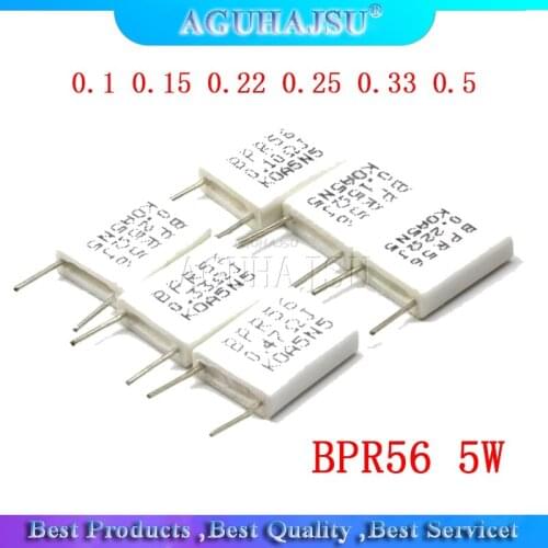 100pcs BPR56 5W 0.1 0.15 0.22 0.25 0.33 0.5 ohm Non-inductive Ceramic Cement Resistor 0.1R 0.15R 0.22R 0.25R 0.33R 0.5R