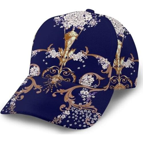 Noisydesigns Blue Golden Baroque Pattern Women Girl Sun Hats Casual Snapback Caps Women Baseball Cap Winter Autumn Luxury Trend