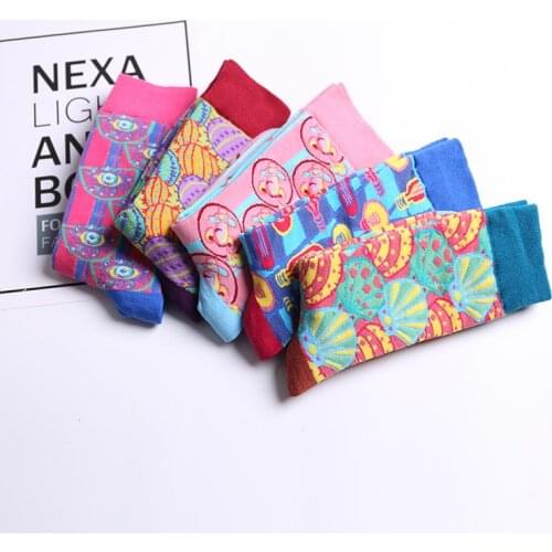 Cartoon Unisex Active Socks Color Pop Art Style Long Retro Sock For Women Men Europe America Cotton Couple Mid Tube Sport Socks