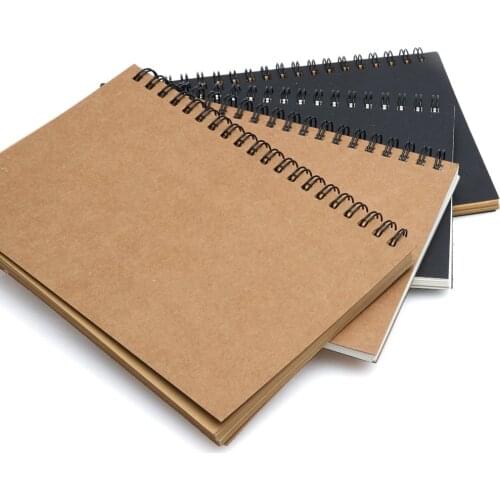 XRHYY Retro Spiral Coil Notebook Kraft Blank Sketchbook for Drawing Painting Graffiti Sketch Book Memo Pad Office And School