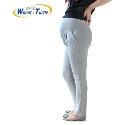 2021 New Arrival Designer Good Quality Light Grey Cotton Maternity Winter Leggings Comfortable Warm leggings For Pregnant Women
