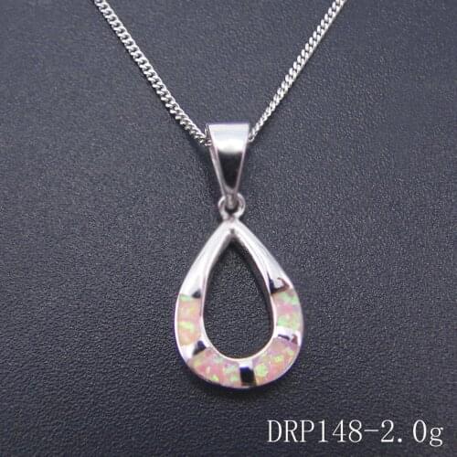 New Arrival Charms Pendant 100% Real 925 Sterling Silver Jewelry Pink Fire Opal Pendant Necklace For Women