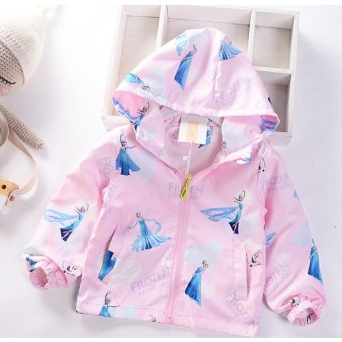 Autumn Toddler Girls Cute Jacket Coats Frozen Elsa Snowman Printed Little Children Outwear Fashion Windbreaker Spring Clothes