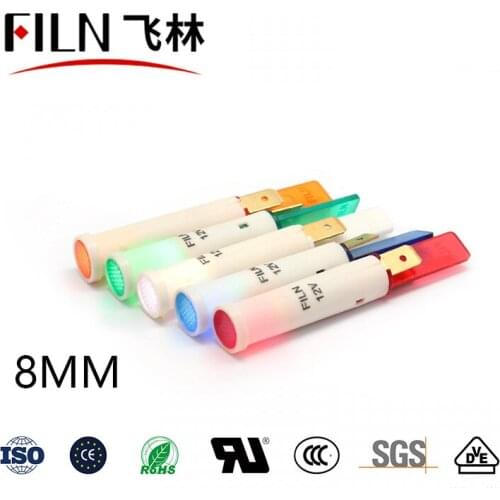 FILN Plastic Hot sale 8mm led indicator light flaser for bike 12v 24v 110v red blue green signal lamp