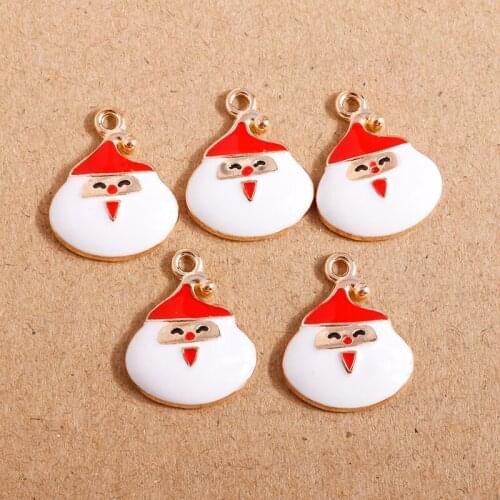 10pcs 16*20mm Christmas Charms Enamel Snowman Charms Pendants for Making Cute Earrings Necklaces Keychain DIY Jewelry Findings