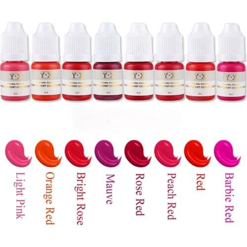 8mL Semi Permanent Makeup Inks for lips Easy Coloring Cosmetic lips Embroidery Microblading Pigment micro Ink Tattoo Color