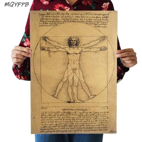 Da Vincis manuscript Kraft Paper Poster Home Decoration Painting Room Wall Sticker