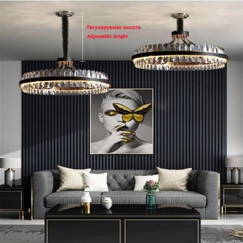 Nordic round crystal LED living room bedroom lamp childrens room study lamp hotel restaurant chandelier