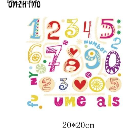 20*20cm Cartoon number Painted Iron On Patches Heat Transfer Stickers For Clothing A-level Washable Heat Press Appliqued