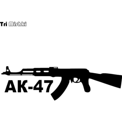 Tri Mishki HZX431 12*42cm ak-47 words and pattern big car sticker funny Vinyl Decals Accessories Car Sticker