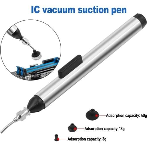 Vacuum Sucking Pen Suction Remover Sucker Pump IC SMD Tweezers Pick Up Tool Soldering Tool Desoldering with 3 Suction Headers
