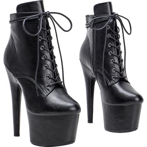 Leecabe 17CM/7Inch Womens Platform boots party High Heels Shoes Pole Dance shoes