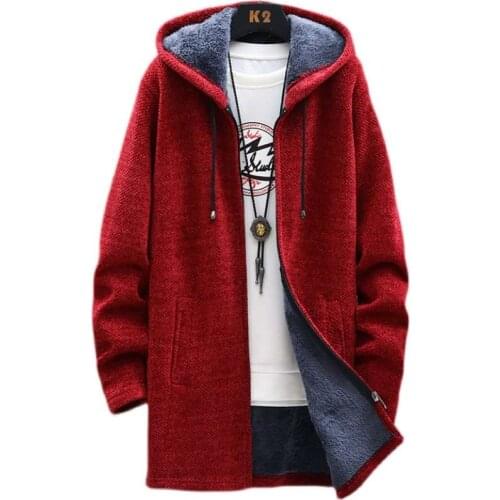 2020 Winter New Mens Pullover Chunky Knit Cardigan Mens Hooded Coat Mens Slim Knitted Sweater M-3XL