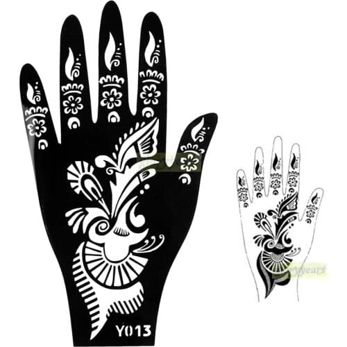 1pc Large Mehndi Henna Glitter Temporary Tattoo Airbrush Stencils Women Hand Finger Body Art Paint Paste Paper Template Y013